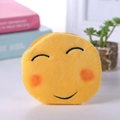 Cute yellow plush emoji coin purse with black embroidered smile and metal bead chain - Style 14