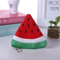 Plush watermelon-shaped coin purse with soft texture and metallic beaded chain hook - Triangle Red Watermelon