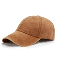 Gorra de béisbol de algodón marrón lavado vintage con diseño clásico de seis paneles - Ajustable / Amarillo