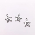 Drei antik-silberne Sternanhänger mit 'just for you' Gravur für DIY-Schmuck - 10mm / Antiksilber