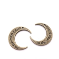 Bronze-Mondsichel-Anhänger mit Gravur to the moon & back für DIY-Schmuckherstellung - 27x30mm / Antikbronze