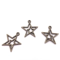 Drei Vintage-Bronze hohle Pentagramm-Stern-Anhänger aus Metall für DIY Halsketten - 19mm / Antikbronze