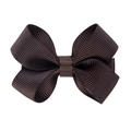 Classic dark brown grosgrain ribbon bow hair clip for kids with a symmetrical design - Dark Brown (3)