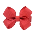Children's cute red grosgrain ribbon bow hair clip with textured fabric for girls - Red (12)