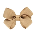 Cute khaki bow hair clip made of premium ribbed ribbon for children and babies - Khaki (2)