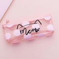 Astuccio trasparente rosa glitterato con pois bianchi e design a gatto Meow - Rosa a Pois Gatto - Meow