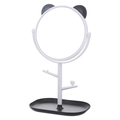 Miroir maquillage oreilles de panda rotatif avec porte-bijoux et plateau de base - Blanc Oreille de Panda Base Carrée