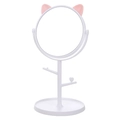 Miroir de maquillage blanc avec oreilles de chat roses et plateau de rangement - Blanc Oreille de Chat Base Ronde