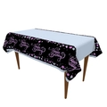 Black and pink Happy Birthday plastic tablecloth with sparkling dot pattern for party decor - Pink Gold Tablecloth