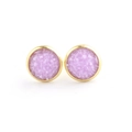 10mm round pink druzy earrings with gold plated stainless steel frame for women - Pink (11)