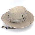 Outdoor camouflage boonie hat in khaki canvas with adjustable chin strap and vents - One Size L (58-60cm) / Light Khaki