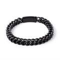 Pulsera de acero inoxidable negro pulido con diseño de escamas y cierre rectangular - Negro