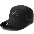 Foldable black sun hat with UPF 50+ protection and quick-dry fabric for outdoor hiking - Adjustable / Black