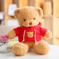 Oso de peluche marrón con sudadera roja bordada para regalo de cumpleaños - Oso Con Sudadera Roja