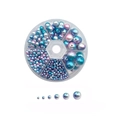 DIY colorful iridescent pearls kit in a round divider box for crafts and nail art - Porous Mermaid Pearl / Diameter 10mm