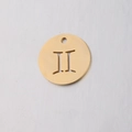 Golden round stainless steel Gemini pendant with Roman numeral II cutout design - Gemini (Gold 3)