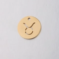 Polished golden stainless steel 15mm round pendant with cutout Taurus zodiac symbol - Taurus (Gold 2)