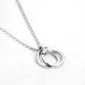 Collar minimalista de plata con colgante de doble anillo en acero inoxidable pulido - Longitud de la cadena 60cm / Plateado