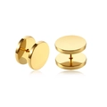 Vue détaillée des boucles d'oreilles rondes dorées polies avec finition métallique - Pièce Unique / 10mm / Doré