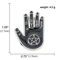 Punk black enamel hand brooch with YES lettering and pentagram star design - Black Palm Pentagram (A00161)