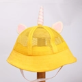 Breathable yellow unicorn bucket hat for kids with mesh fabric and adjustable wind cord - Adult 57-58cm / Mesh Yellow (Unicorn)
