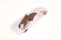 Detail of size M brown silicone duck muzzle for dogs with adjustable grey nylon strap - Coffee (Card Packaging)