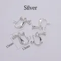 Convertidores de pendientes de clip plateados 15x13mm para hacer joyas DIY sin agujeros - Plateado