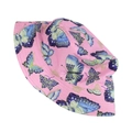 Roze zonnehoed met vlinderprint en brede rand voor UV-bescherming bij buitenactiviteiten - M (56-58cm) / Roze Vlinder