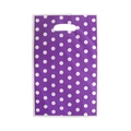 Purple pearlescent plastic gift bag with white polka dots and oval handle cutout - 10pcs/Pack / Light Purple