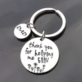 Porte-clés de fête des pères en acier avec gravure 'Thank you for helping me grow' et DAD - K629-DAD / Plaque Ronde 30mm
