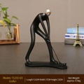 Minimalistisch matzwart golfspeler standbeeld met zilveren hoofd voor modern decor - Golfer (Zilveren Hoofd)