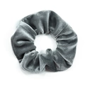 Chouchou en velours gris élégant avec texture plissée douce et finition soyeuse raffinée - Gris