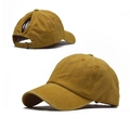 Casquette queue de cheval en coton lavé jaune moutarde avec boucle en métal ajustable - Jaune