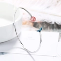 Bracciale rigido argento con coda di pesce, perla di cristallo fragola e smalto blu - Rame placcato oro bianco