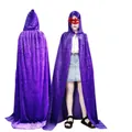 Cape violette en velours à capuche pour cosplay d'Halloween et costume de vampire - 90cm / Violet