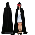 Cape noire à capuche en velours pour Halloween avec masque en dentelle rouge pour adulte - 170cm / Noir
