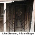 Zwarte reusachtige spinnenweb van 1,5 m met 5-laags touw voor Halloween decoratie - 1.5m Rond Zwart Web