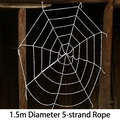 Ragnatela bianca per Halloween di 1,5m con corda a 5 fili per decorazioni spaventose - Ragnatela rotonda bianca piccola