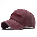 Vintage washed cotton baseball cap in burgundy with 3D Together embroidery - Adjustable / Washed Wine Red
