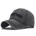 Vintage washed dark grey cotton baseball cap with 3D Together embroidery and adjustable strap - Adjustable / Washed Black