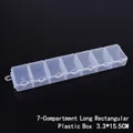 Clear 7-compartment long plastic organizer box for jewelry and beads 3.3x15.5cm - 7-Grid Long Strip Transparent Box