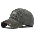 Berretto da baseball grigio lavato vintage con ricamo e dettagli in pelle patchwork - Regolabile / Verde Militare Lavato