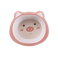 Pink cartoon pig-shaped bamboo fiber bowl for children on a white background - Pig Bowl