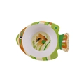 Eco-friendly fish-shaped bamboo fiber kids bowl with orange and green tropical fish pattern - Yellow Fish Shaped Bowl