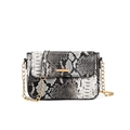Chic monochrome snakeskin shoulder bag with gold chain strap and metallic buckle - Regular Fit / Black