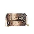 Brown snakeskin crossbody bag with gold chain strap and metallic rectangular buckle - Regular Fit / Brown