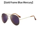 Occhiali da sole aviator con montatura dorata e lenti riflettenti blu mercurio lucide - D06 Y-1 / Montatura Oro Specchiata Blu