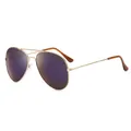 Classic gold frame aviator sunglasses with blue mercury reflective lenses and dark tint - D06 Y-1 / Gold Frame Blue Mirror