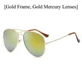 Classic aviator sunglasses featuring a gold metal frame and gold mirrored lenses - D06 Y-1 / Gold Frame Gold Mirror Lens