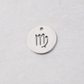 15mm stainless steel round pendant featuring a cutout Virgo zodiac symbol with mirror finish - Virgo (Steel 6)